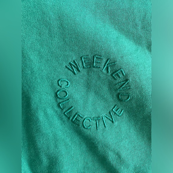 ASOS Weekend Collective oversized sweatshirt tonal embroidery logo green US 4 - Picture 7 of 15